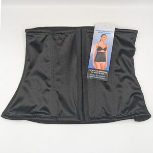 Fundamentals Extra Firm Control Waist Cincher Black XXL Hook Eye Flexible Boning